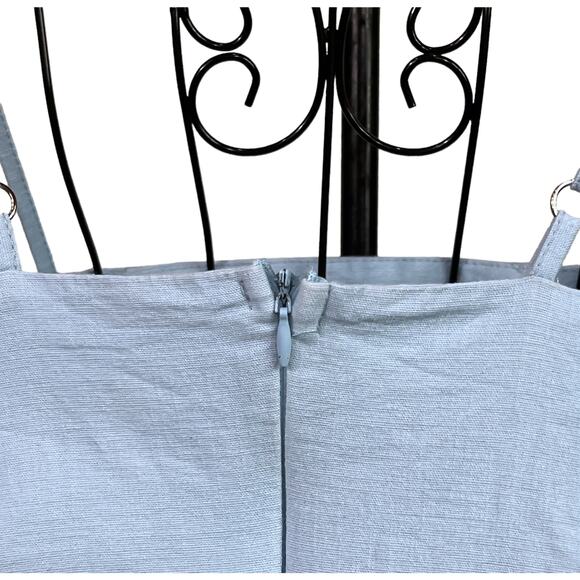 DStudio Light Wash Denim Mini Dress Adjustable Straps Fit & Flare Zip-Up Back - Picture 6 of 13